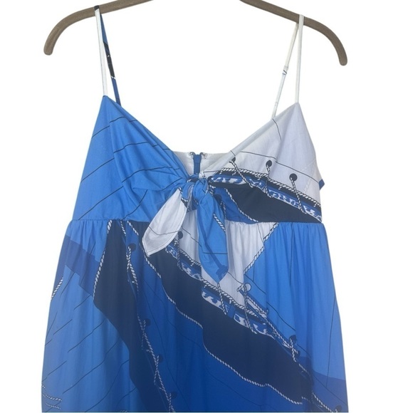 J.Crew Blue Ratti Regatta Tie-Front Midi Dress Sz:6 - Picture 4 of 14